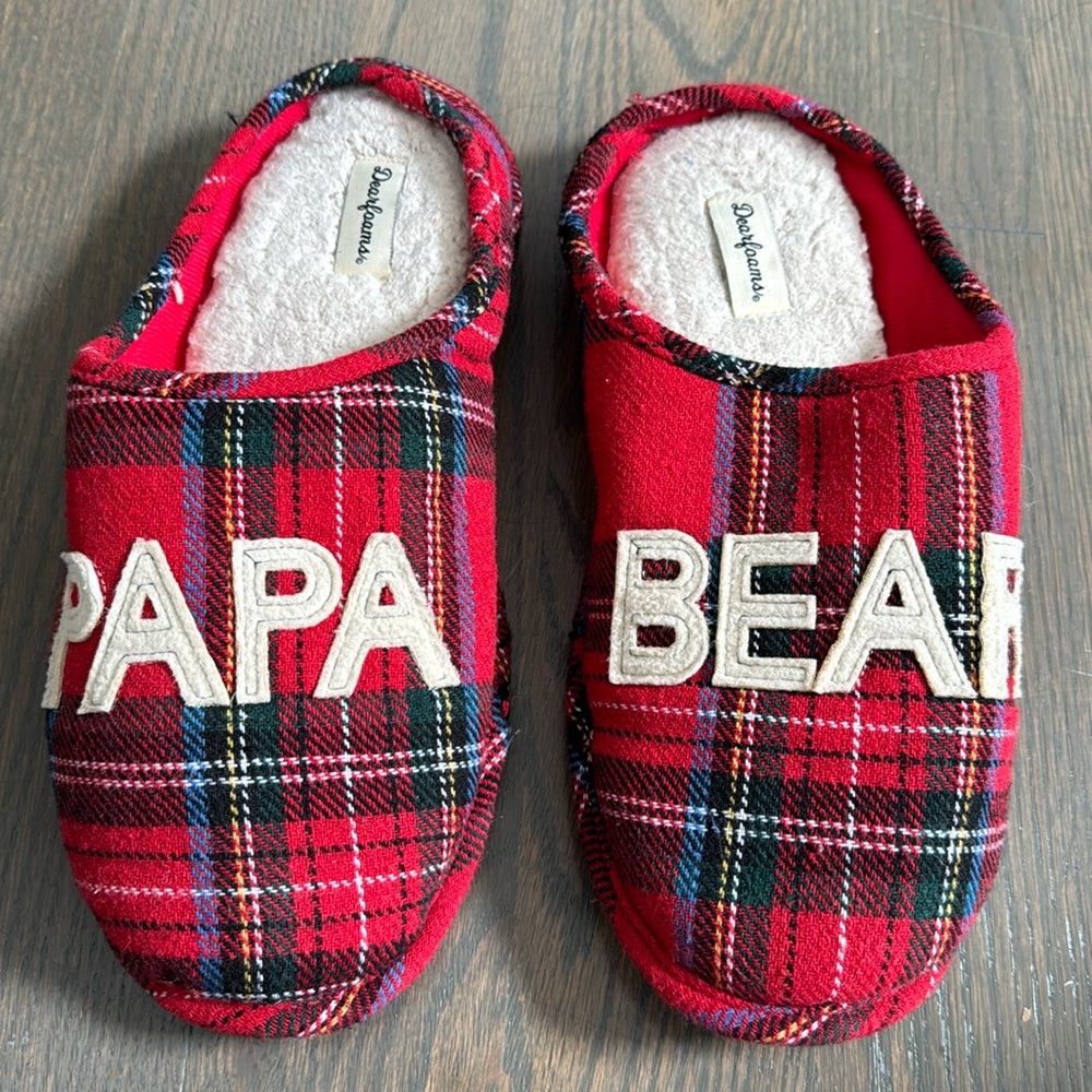 Papa Bear Buffalo Check Clog Slipper - 9-10